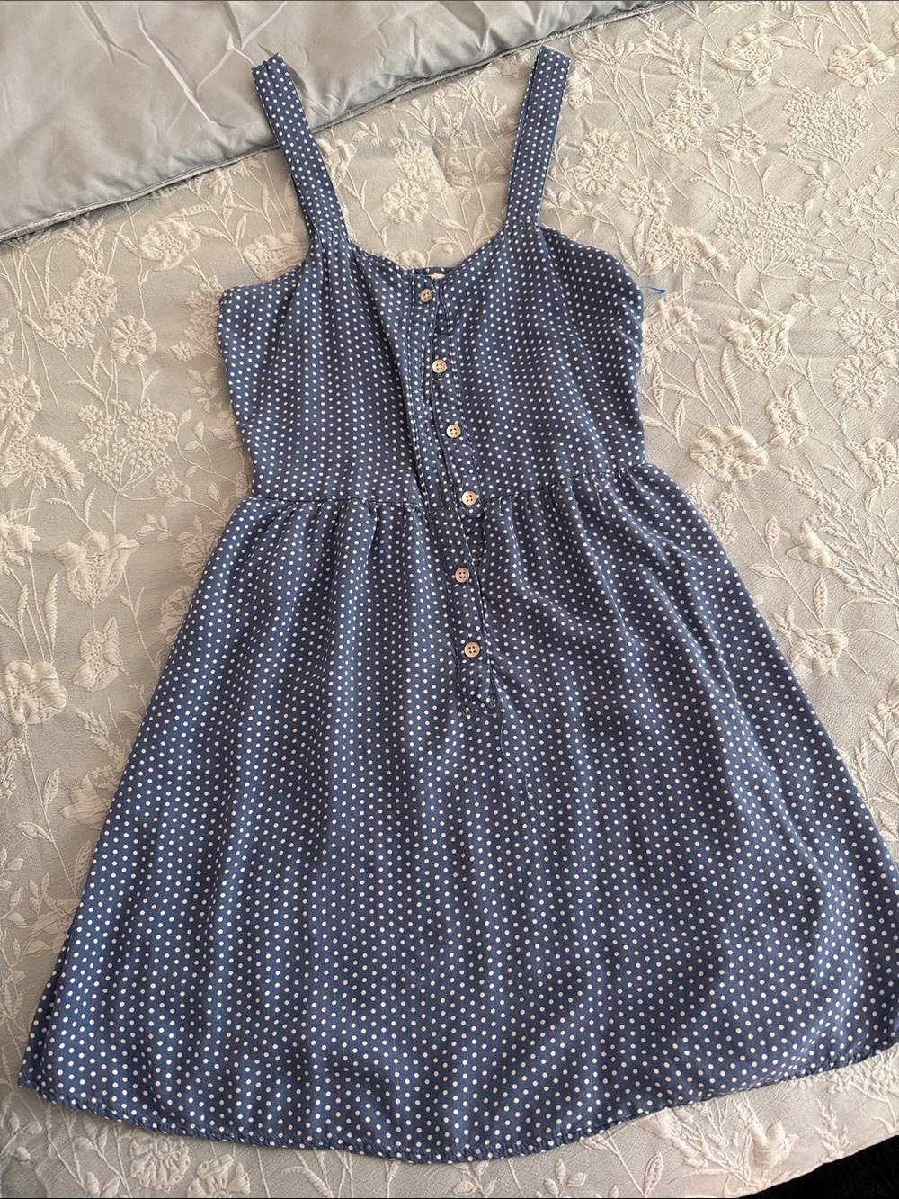 Polka Dot Button-Front Navy Mini Dress